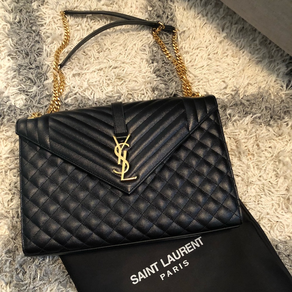 YSL Large Cassandra Handbag Black/Gold Hardware